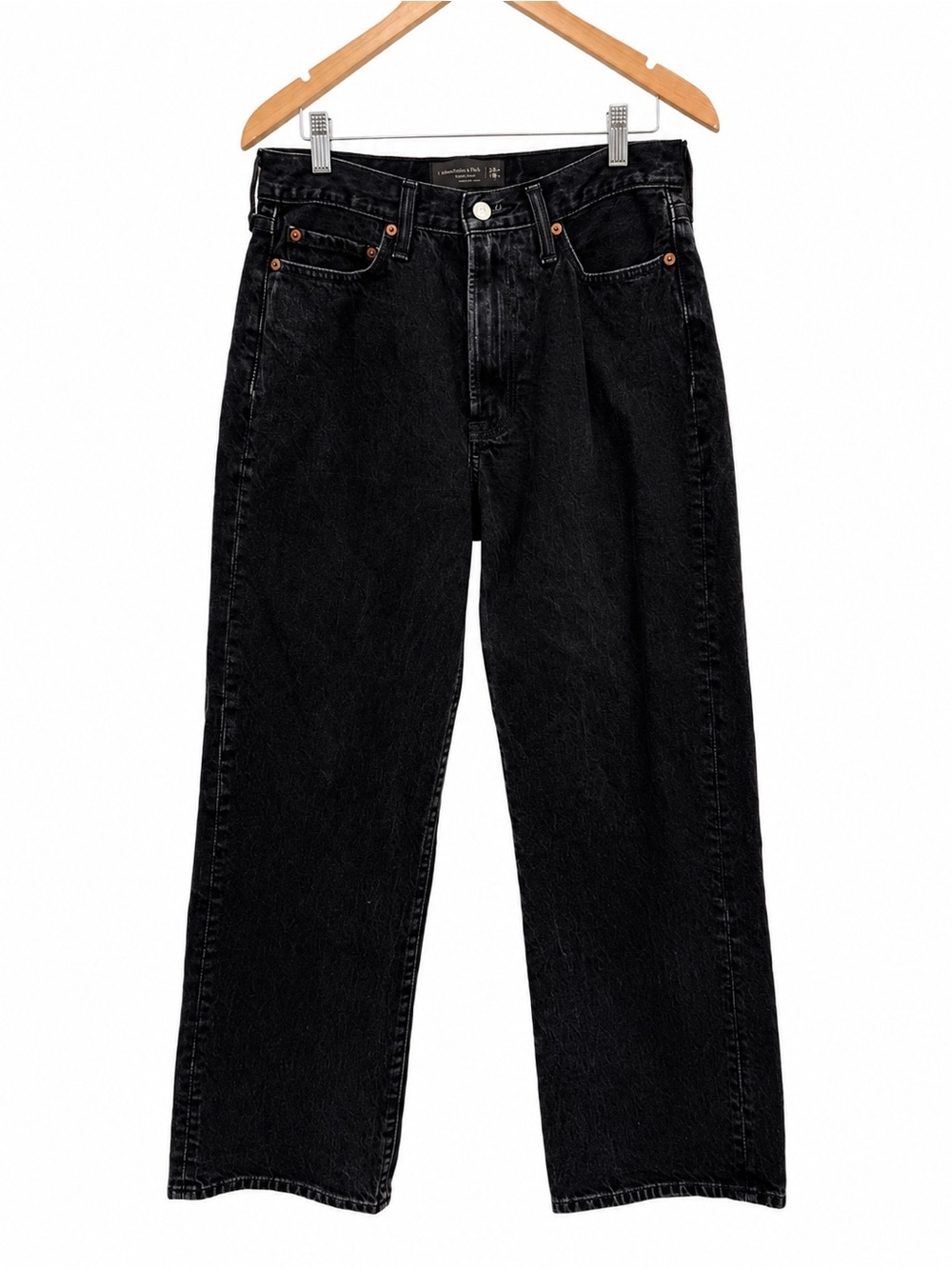Abercrombie & Fitch Black Authentic Rigid Denim Baggy Jeans 29Wx30L High Rise